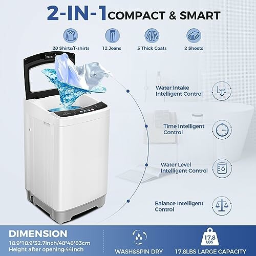 Portable washing machine with intelligent controls and large capacity